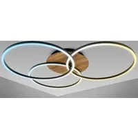 B.K.Licht LED Deckenleuchte BK_FR1528 LED-Deckenlampe, 40 Watt, Farbtemperatursteuerung, Dimmbar, CCT - über Fernbedienung, LED fest integriert, warmweiß - kaltweiß, Schwenkbar, Holz-Element, Memoryfunktion, 3.000-6.500K, 4.400Lm