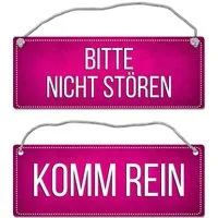 speecheese Metallschild Pinkes Bitte nicht stören Komm rein Wendeschild mit Kordel Schild