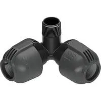Sprinklersystem Winkelstück 2x 25mm > 3/4", Verbindung schwarz/grau