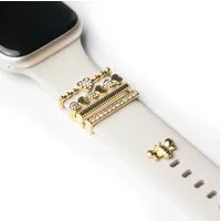 ARTVALL Smartwatch-Armband Apple Watch Charms Set 38/40/41mm & 42/44/45/49mm, Schmuck Anhänger für Silikon Armband Biene Pin Herzen & Strasssteine