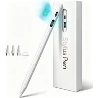 Fyrove Eingabestift Stylus Stift für iPad 2018-2026 mit USB-C Schnellladen (mit 4x iPad Stift Spitzen + Silikon Halterung) mit Neigungserkennung & Palm-Ablehnung & Hohe Präzision