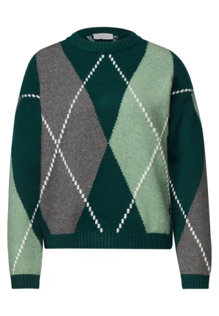 Street One - LTD QR Studio_Argyle sweater 38111_mossed_green - Gr. - 34
