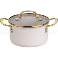 FACKELMANN Kochtopf mit Deckel, Kochgeschirr, Aluminiumtopf, Pastell-Beige