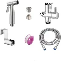 HoyoLee Handels GmbH Handbrause Bidet-Set aus Edelstahl, WC-Handbrause mit 1,5-m-Schlauch, 5-tlg.