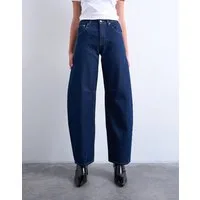 TOPSHOP Weite Jeans TSBARREL HR DENIM JEANS DB NOOS Baumwolle, Barrel Fit, high waist