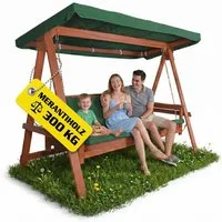 Hecht Hollywoodschaukel Baharu Lux, 4-Sitzer, Sonnendach und Polster, Merantiholz, 300kg, 235x120x178cm (B x T x H)