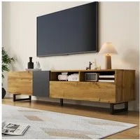 Merax Lowboard mit U-förmige Metallbeine, in Retro-Design (1 St), TV-Schrank mit 3 Türen und 2 offenen Staufächern, 170x36,5x42cm