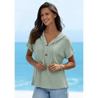 LASCANA Kapuzenshirt aus sommerlichem Waffelstrick Sommerhoody mit Knopfleiste