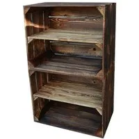 Teramico Holzkiste Holzkisten 50 x 40 x 30cm geflammt Set-Varianten kostenloser Versand, geflammt