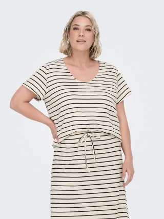 ONLY CARMAKOMA - CARJANA S/S MIX SWEAT TOP JRS Cloud Dancer - Gr. - 48