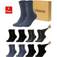 Vitasox Diabetikersocken für Herren - aus Baumwolle ohne Gummi, ohne Einschneiden und Abdrücken (8-Paar) mit weichem und dehnbarem Komfortbund