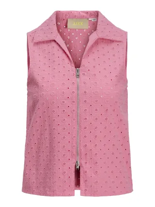 JJXX - JXSELMA BRODERIE ANGLAISE ZIP TOP WVN morning glory - Gr. - L