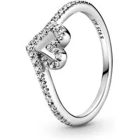 Pandora Silberring 199302C01, Silber Damenring Sparkling Wishbone Heart