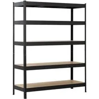 SCHULTE Regalwelt Schwerlastregal mit 5 MDF-Böden, 180x140x50 cm (HxBxT), 150 kg/Boden schwarz