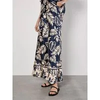 Apricot Palazzohose Satinhose mit Palmenblätterdruck