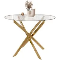 Lookway Esstisch CRISTAL 100 cm Runder Esstisch mit Glasplatte, Durchmesser Ø 100 cm