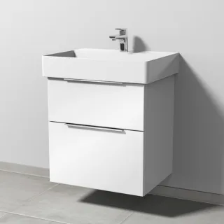 Sanipa 3way Waschtischunterbau zu Duravit Dura Square Waschtisch mit 2 Auszügen, Weiß-Glanz UF42678