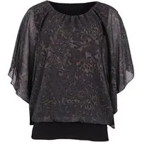 malito more than fashion Chiffonbluse malito Damen Bluse im Fledermaus Look, Tunika mit Rundhals und breite Bluse im Fledermaus Look Einheitsgröße