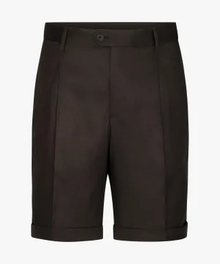 Profuomo - Dunkelbraune Leinen-Baumwoll-Shorts dunkelbraun - Gr. - 50