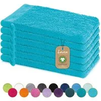 Lavea Waschhandschuh Bali Waschlappen 16x22 cm, Waschhandschuhe, kleine Handtücher, Weiches Bio-Baumwollfrottee (Set, 6-St), Gesichtshandtücher, GOTS-zertifiziert, extra saugstark mit 500g/m²
