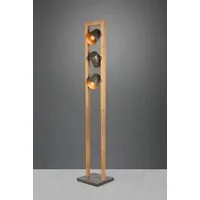 TRIO Leuchten Stehlampe Bell, ohne Leuchtmittel, Leuchtmittel wechselbar, Warmweiß, 3-flammig mit Schirmen in Glocken-Optik, Holz-Nickel-Antik Kombination
