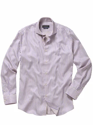 Mey & Edlich Herren Streifenhai-Hemd Lila 100 % Tencel