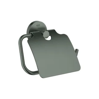 Grohe Essentials WC-Papierhalter 40367AL1 hard graphite gebürstet, mit Deckel, verdeckte Befestigung