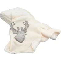 Wohndecke Kuscheldecke Hirsch Fell-Imitat Sofadecke Landhaus, heimtexland, 150x200 I kuschelig weich I warm I flauschig I Chalet Design
