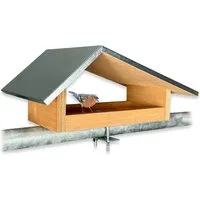 gartenetage Vogelhaus Balkon-Futterstelle aus wetterfestem Naturholz, Metalldach, einfache Montage, robuste Befestigung – Ideales Vogelhaus