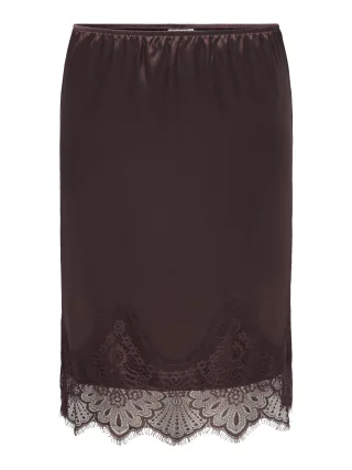 ONLY CARMAKOMA - CARINDONA MIDI LACE SATIN SKIRT WVN Braun - Gr. - 42