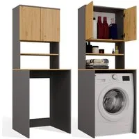 MAGOWA Waschmaschinenumbauschrank Badezimmerschrank MEHRGOWA für Waschmaschine/Trockner Höhe: 180 cm - Breite: 64 cm - Tiefe: 64 cm