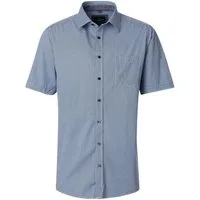 CASAMODA Kurzarmhemd CASAMODA Herren Freizeithemd Kurzarm Kent Casual Blau gemustert