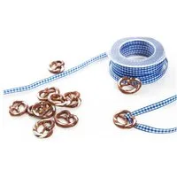 Logbuch-Verlag Dekofigur 24 Brezel-Geschenkanhänger mit blau-weiß kariertem Stoffband