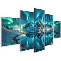 islandburner Leinwandbild Polarlichter über Nachtlandschaft atemberaubend Aurora Borealis