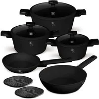 Berlinger Haus Topf-Set Aluminium Topfset 10-tlg., Induktion, Titan-Antihaftung Mattschwarz, (10-tlg., 10 tlg-Set), Design Kochset 10-teilig Aluminium, Titan Antihaft, Induktion
