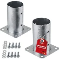 SO-TECH® Pfostenträger für Rundholz, zum Aufschrauben, aus Stahl feuerverzinkt, (Spar-Set, 2-St), Höhe 152 mm, Gartenpfosten Durchmesser 80 mm, mit Schrauben