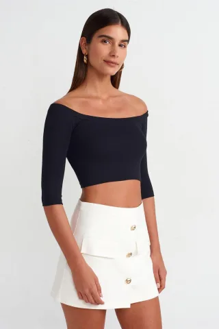 Damen Off-Shoulder Cropped Bluse