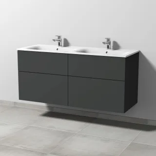 Sanipa 3way Waschtischunterbau zu Geberit Renova Plan Slim Waschtisch mit 4 Auszügen, Graphit-Matt SP6891B