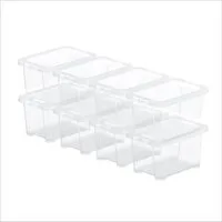 ROTHO Stapelbox 8er-Set CORE BASIC 1.2L stapelbar transparente Box mit Deckel (Sichtboxen-Set, 8er-Set), Mini Sortierbox ideal für Schrauben, Bürobedarf und Kleinteile
