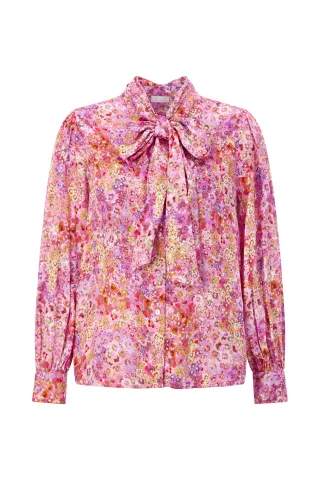 Rich & Royal - Printed Blouse with Bow soft orchid - Gr. - 36