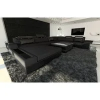 Sofa Dreams Wohnlandschaft Polster Stoff Sofa Mezzo XXL U Form Stoffsofa Couch, mit LED, wahlweise mit Bettfunktion als Schlafsofa, Designersofa