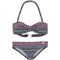 Buffalo Bandeau-Bikini mit Ethnodruck und Kontrastdetails