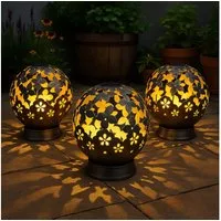 NOWA LED Solarleuchte, LED-Leuchtmittel fest verbaut, Solarlampe Gartenlampe Außenleuchte LED Schmetterling Kugellampe 3x
