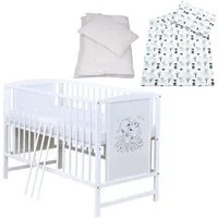 Baby-Delux Komplettbett Babybett Mia Komplettset, 7-tlg., Kinderbett 60x120 cm weiß, Bettset verschiedene Designs