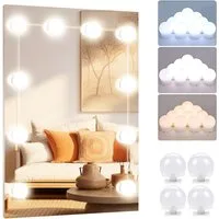 TUWENA LED-Lichtspiegel 3 Farben LED Spiegelleuchte, 9 Helligkeiten Dimmbar Schminklicht (4-St), Schminklicht Spiegellampe, Schminktisch Leuchte mit USB Kabel
