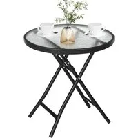 EUGAD Gartentisch (1-St), Klapptisch mit Metallrahmen, aus gehärtetem Glas