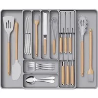 Lifewit Besteckeinsatz Erweiterbarer Besteckkasten mit herausnehmbarem Messerblock (1 St)