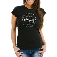Neverless Print-Shirt Damen T-Shirt California Surfing Ocean Drive Summer Slim Fit Neverless® mit Print