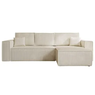 Graingold Ecksofa, Beige, Kunststoff, Echtholz, 4-Sitzer, Ottomane rechts, L-Form,L-Form, 280x170 cm, Oeko-Tex®, Reach, Hergestellt in Europa, Handmade in Europe, Hergestellt in Europa, Made in EU, Real Wood, Wohnzimmer, Sofas & Couches, Wohnlandscha