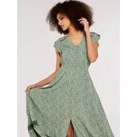 Apricot Druckkleid Gemustertes Maxikleid (1-tlg., Nicht angegeben) mit bestickter Bordüre